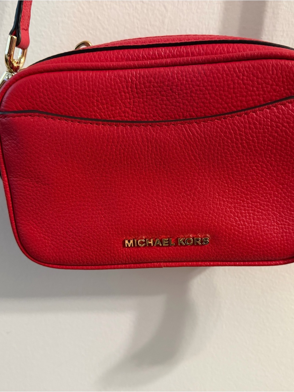 Michael Kors Vibrant Red Pebbled Leather Crossbody Transitional Belt Bag